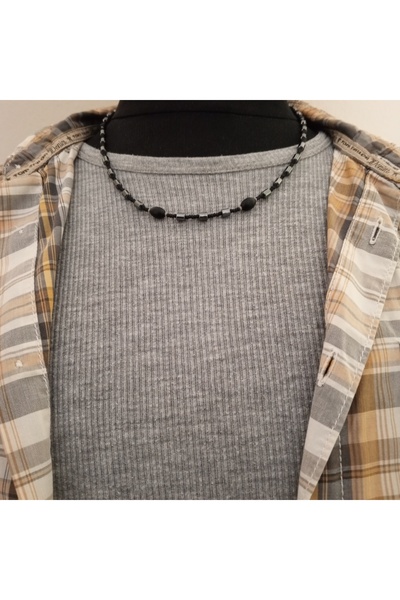 Takı By Erk ONIX VE HEMATİT DOĞAL TAŞLI UNISEX KOLYE