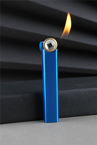 Silvio Monetti İnce Zarif Özel Tasarım Taşlı Alevli Mavi Gazlı Çakmak CAKSM037T