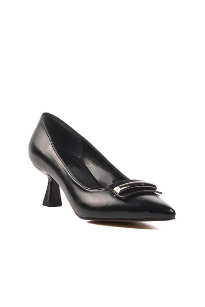 AYAKMOD 357101   Pantofi cu toc pentru femei din piele neagră