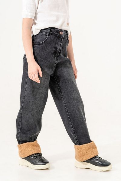 GİYİCEM Girl's Plush Jeans