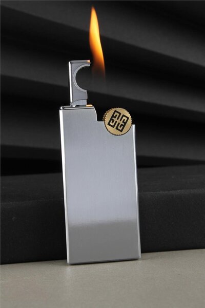 Silvio Monetti Özel Tasarım Kapaklı Alevli Gümüş Gazlı Çakmak CAKSM043T