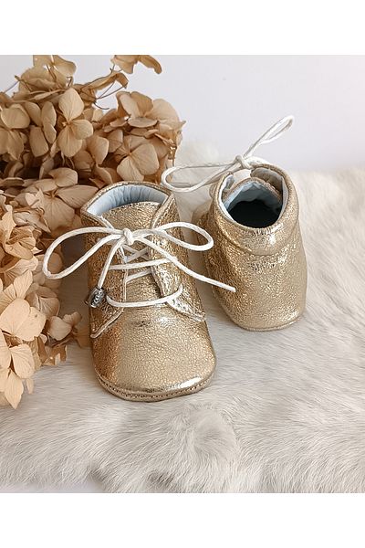 Hodore Gold Genuine Leather Baby Booties