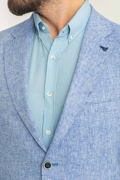 Mcr Patterned Slim Fit Bag Pocket Mono Collar Linen Men's Jacket Saks - 40289.23Y