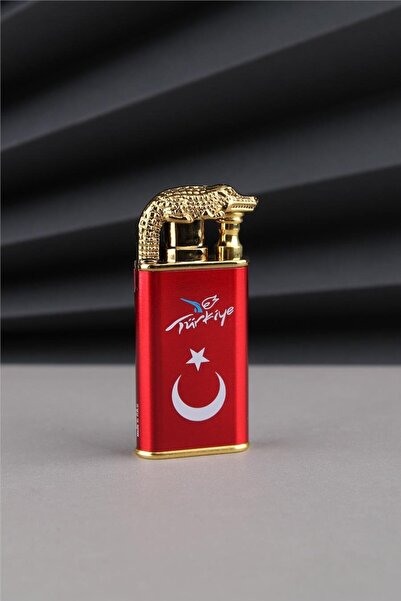 Silvio Monetti Altın Timsah Çakmak Özel Tasarım Türkiye Yazılı Ve Türk Bayrağı Çakmak 24csm923mr003