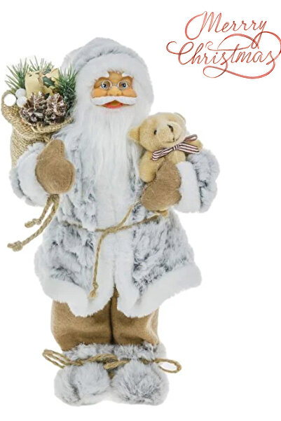 Sole Christmas Ornament Santa Claus Figurine - 30 cm Plush Bear and Gift Bag