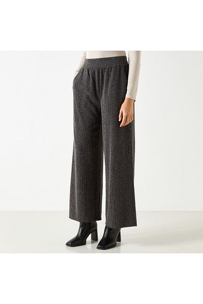 Iconic Textured Wide Leg Pants with Elasticated Waistband