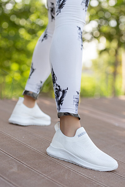BOUIS Women's White Knitwear Comfortable Sports Walking Shoes Extra Light Non...