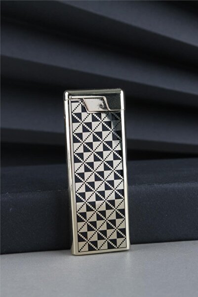 Silvio Monetti İnce Zarif Özel Tasarım Güçlü Torch Altın Siyah Desenli Gazlı Çakmak Cakfp039t