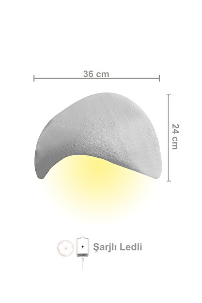 Lunalore Lore Serisi Aplik - Şarjlı Ledli - 36 cm - Beton Grisi