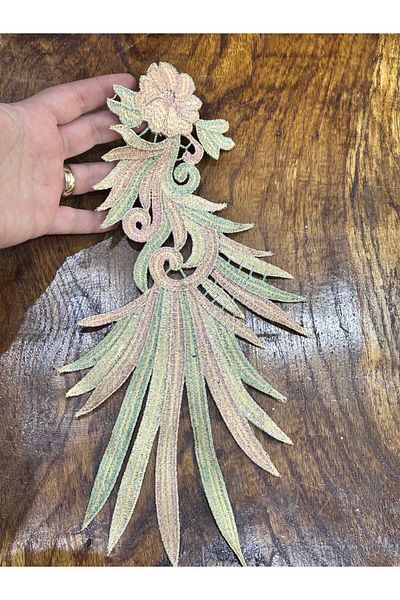 Gönülden Tasarım Broderie colorată Broderie cu paiete brodate cu model de flori Dikishi - 32x17 cm