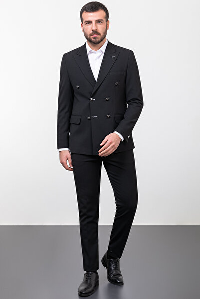 Mcr Ανδρικό μπουφάν με ριγέ λεπτή εφαρμογή, φαρδύ γιακά, μαύρο - 40286.23Y