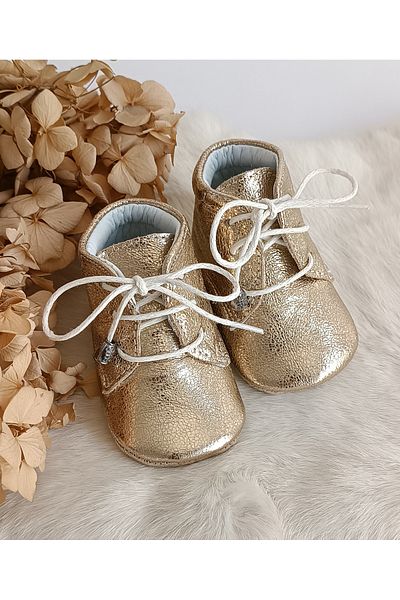 Hodore Gold Genuine Leather Baby Booties