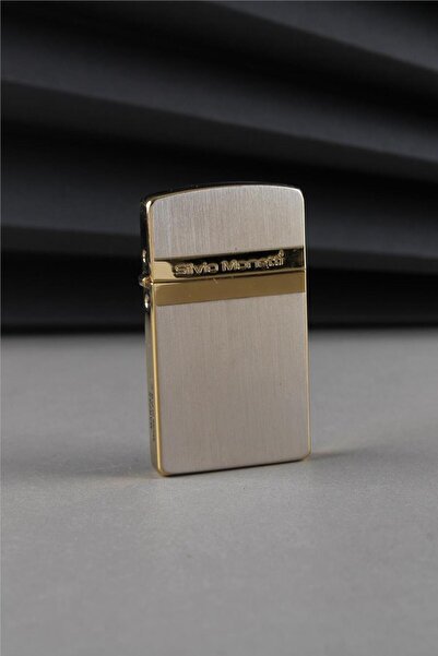 Silvio Monetti Özel Tasarım Benzinli Kapaklı Altın Benzinli Çakmak Caksm084t