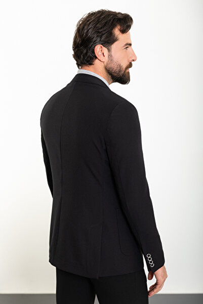 Mcr Ανδρικό μπουφάν μονόχρωμο με λαιμόκοψη, ίσιο, λεπτό, με τσέπη, μαύρο - 40294.23Y