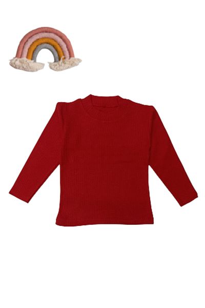 Beberium Kids Unusex Children 5-12 Years Old Stight Neck Rapor Long Sleeve Winter Red Bady