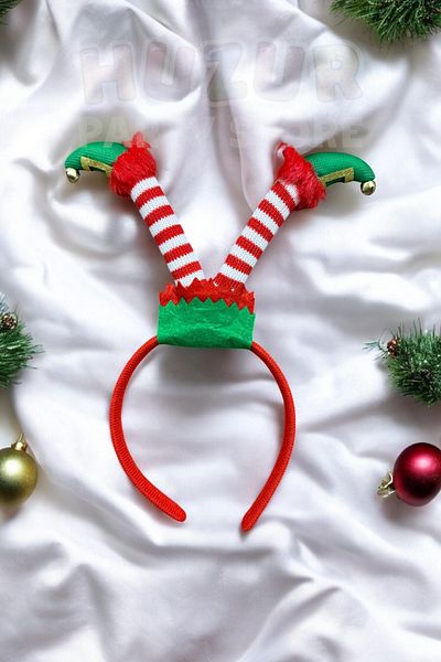 Huzur Party Store Elf Legs Christmas Crown Legs Right Left Openable Red Green Colored New Year Crown Accessory