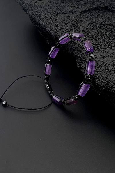 Seven Art Jewelry Natural Stone Bracelet - Amethyst, Purple, Women's and Men's Bracelet