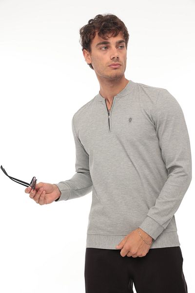 Miron College Collar Half Zipper Sweatshirt - Regular Fit, Gray, 2317