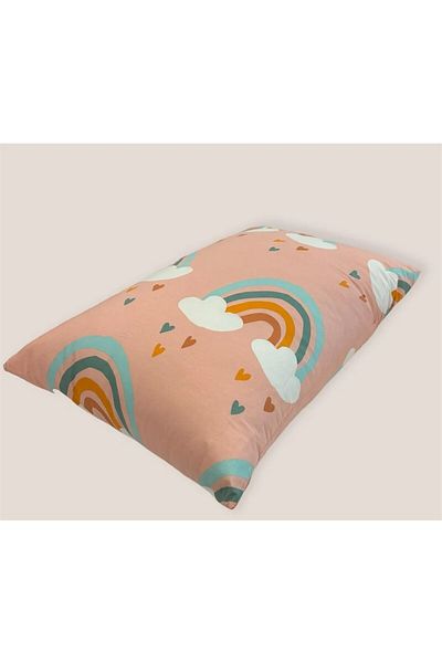 Zorluteks Cloudy Rainbow Patterned 100% Cotton Fabric 2 Pieces Pillow Case 50X70 cm
