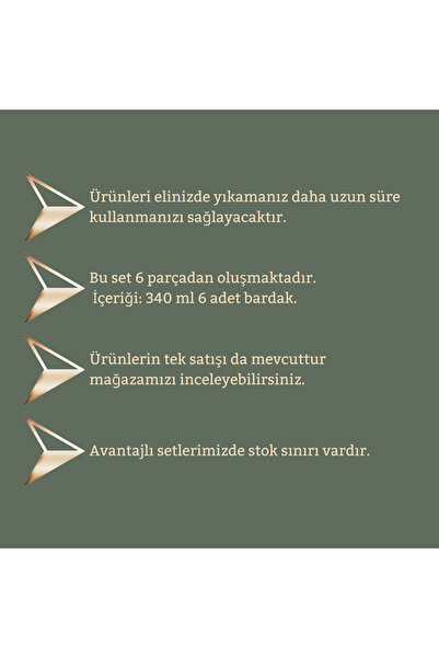 Dore Voir 6 Pieces Glass Long Water Glass Cutting Model 340 ml