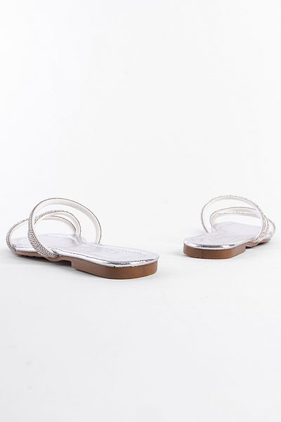 Capone Outfitters Damen-Hausschuhe mit flachem Absatz und gesteppten 3-Streifen-Muster