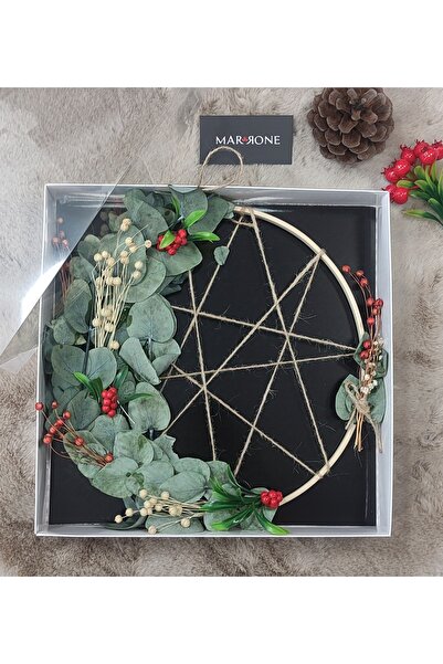 Marrone Ornament pentru ușă și coroană decorată pentru față, eucalipt