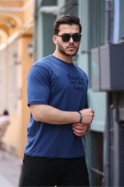 Miron Μπλουζάκι με κοντό μανίκι Navy Blue Oversize - 2422