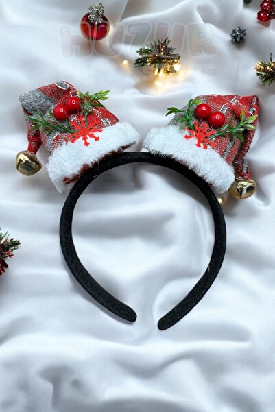 Huzur Party Store قبعة رأس السنة الجديدة - لون أحمر رمادي، كوكينا التوت، إكسسوار تاج على شكل جرس