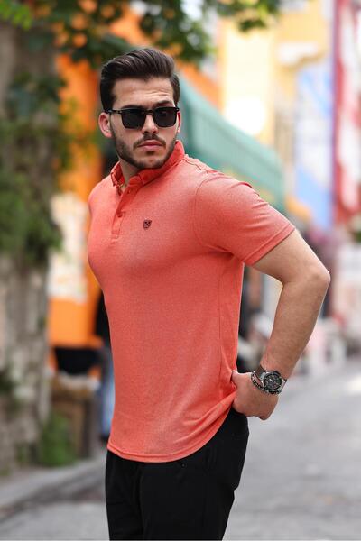 Miron Πόλο λαιμό πορτοκαλί στριφτό κοντομάνικο μπλουζάκι - 2420