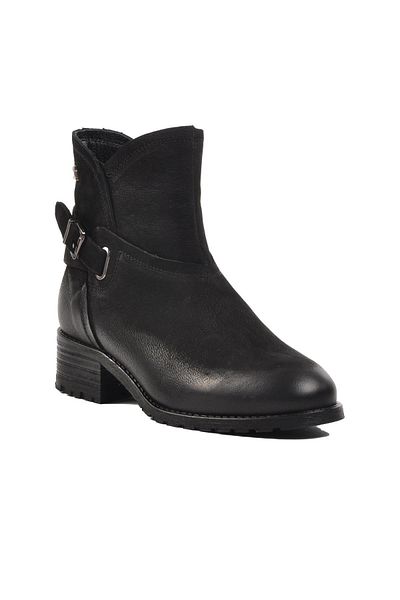 Venüs 2253407 K Black Nubuck Genuine Leather Women's Boots with Fleece Inside
