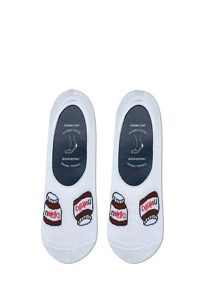 CARNAVAL SOCKS Силиконови балерини с шарка Nutella, бели, неплъзгащи се