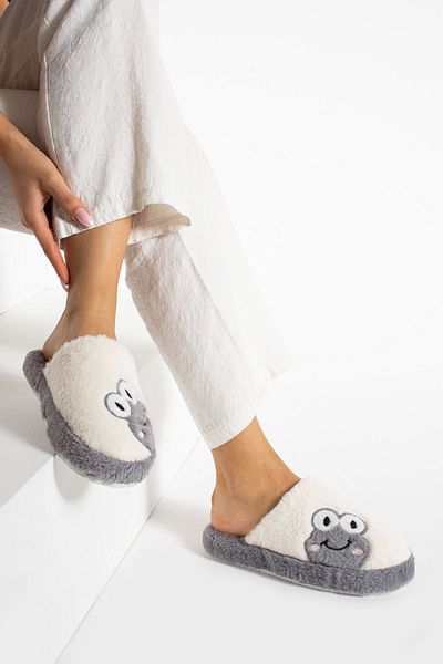 Efolle Women's Frog Figured Silent Sole Plush House Slippers