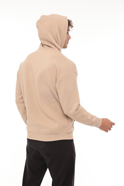 Miron Φούτερ με μπεζ κεντημένη κουκούλα - 2318