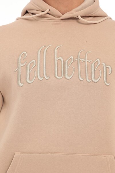 Miron Φούτερ με μπεζ κεντημένη κουκούλα - 2318