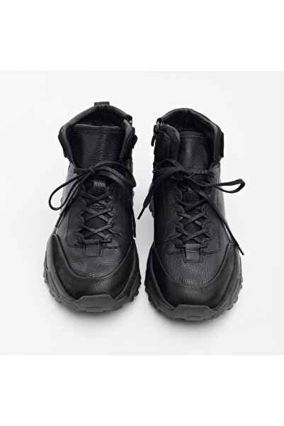 derinet Bağcıklı-Fermuarlı Hakiki Deri Erkek Bot