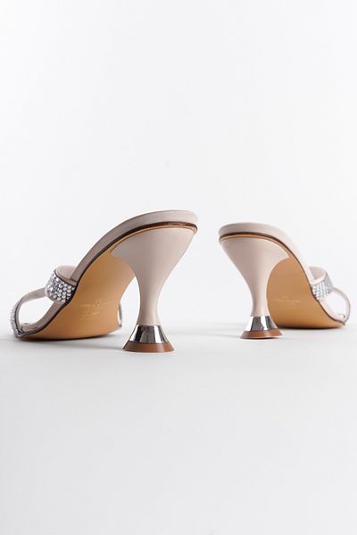 Capone Outfitters Γυναικείες παντόφλες με μεσαίο τακούνι Blunt Toe Stone