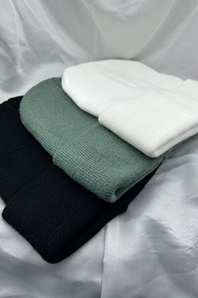 KISCHE 3 Pieces Unisex Men's Women's Flexible Comfortable Winter Windproof Black, White, Green Beanie
