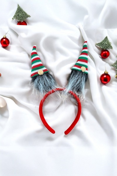 Huzur Party Store Coroană de Crăciun Gnome, culoare roșu-verde, cu pălărie, c...