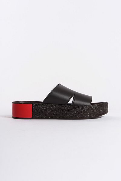 Capone Outfitters Side Decollete, Single Strap, Colorful Detailed Wedge Heel Women's Slippers