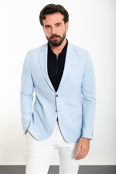 Mcr Ανδρικό μπουφάν Straight Slim Fit Pocket Mono Collar Μπλε - 40294.23y