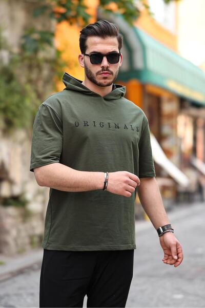 Miron Khaki Originals 2404 - Embroidered Hooded Short Sleeve T-Shirt