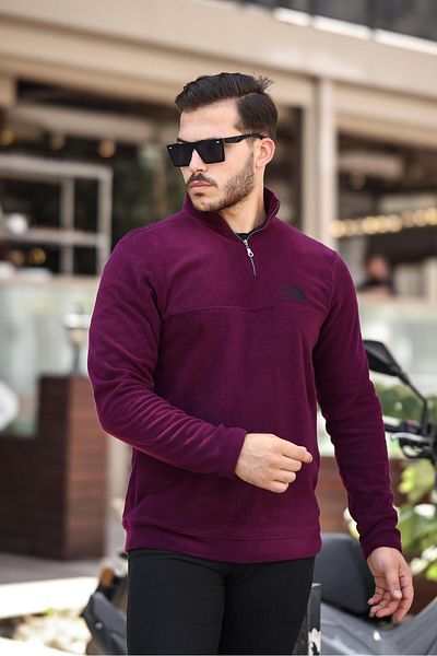 Miron Φούτερ Unisex Embroidered Cherry Fleece - Stand γιακά και μισό φερμουάρ - 2321