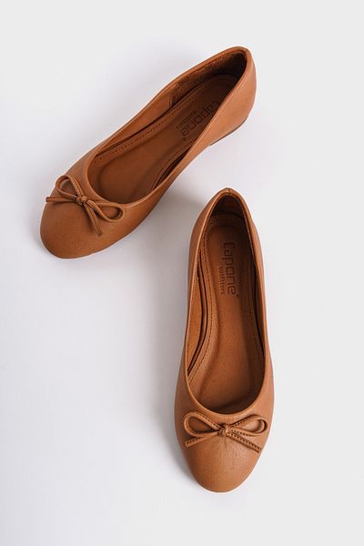 Capone Outfitters Ballerinas für Damen aus echtem Leder mit runder Spitze und Schleife
