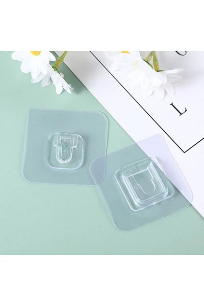 kapsulavm 20 Pieces Transparent Double Sided Adhesive Snap Clip Item Fixing Hanger