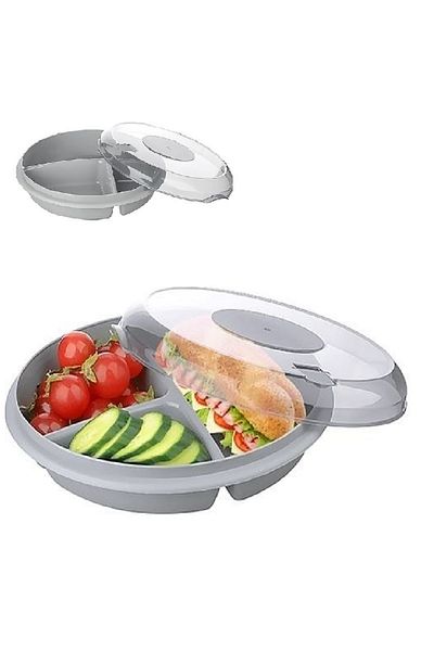 CEKAVE 3 Compartment Practical Breakfast Bowl with Lid
