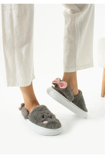 MODVALU Papuci de casă de pluș pentru femei cu model iepure