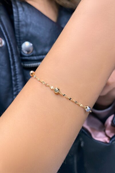 Altınaşkı Üç Renkli Aynalı Zincirli Dorika Altın Bileklik