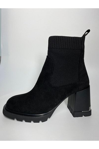 SEDİR Zk Women's Thick Heeled Black Boots
