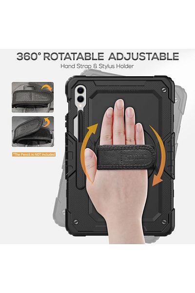 m.tk moveteck Galaxy Tab S9 Fe Plus 12.4" Sm-X610 Compatible Tablet Case S Pen Pen Compartment Protective Straped Armor