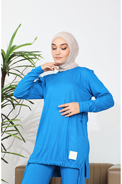 sefamerve 20039-01 Saks Camisole Tunic and Trousers Set